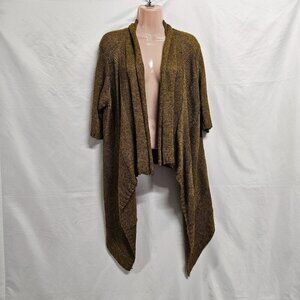 Eileen Fisher Alpaca/Silk Open Asymmetric Cardigan Sweater Women Size L Brown